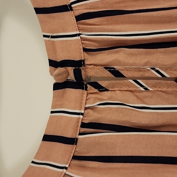 Torrid | Pink Striped High Neck Challis Ruffle Lace Tank Top - Picture 5 of 7